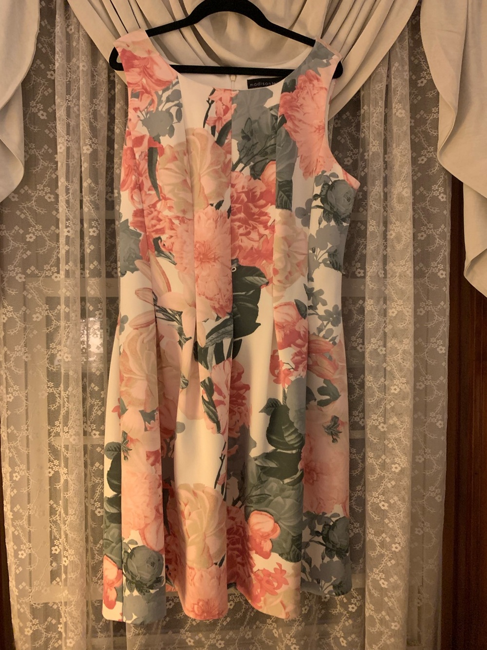 madison leigh Pink Floral Sleeveless A-Line Dress